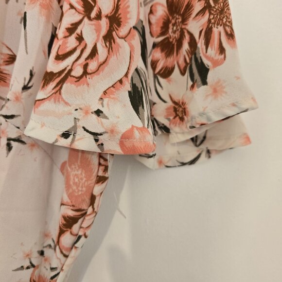 Time and Tru Floral Wrap Midi Dress Tie Waist Short Sleeve Size M - Picture 8 of 16